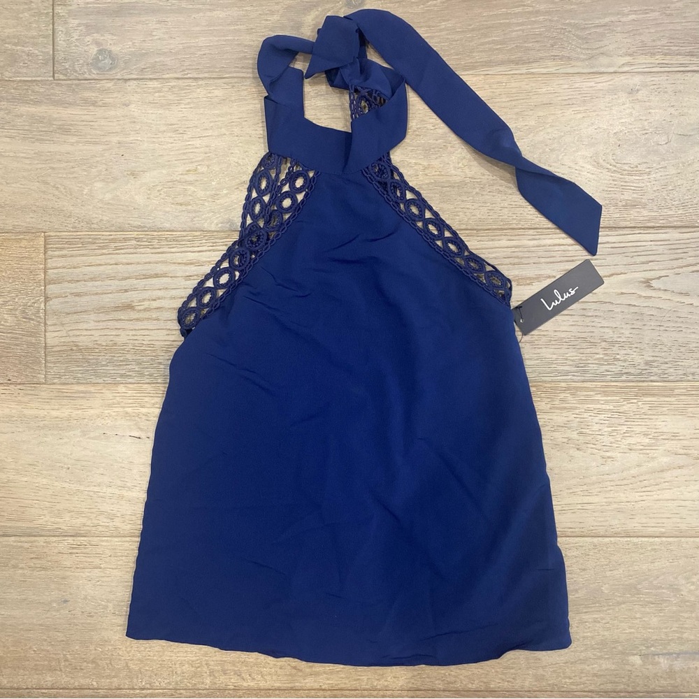 Lulus Navy blue crochet Lace halter top